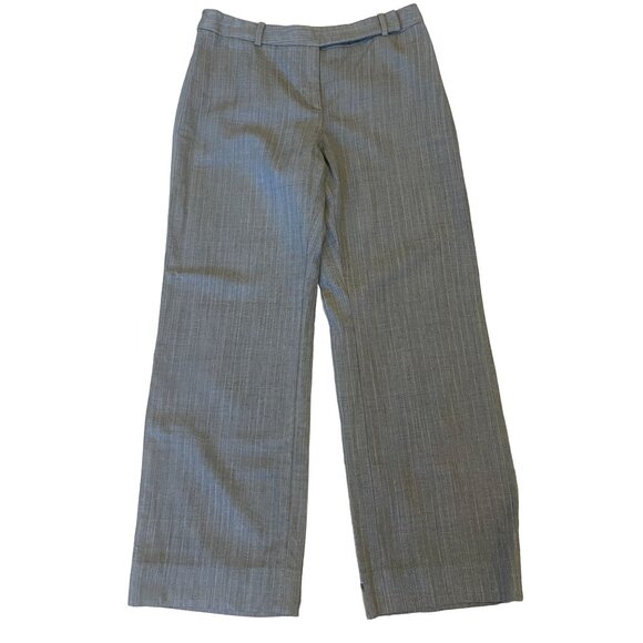 Ann Taylor Loft Grey/Taupe Striped Mid-Rise Pants - Size 6, Excellent Condition - Picture 1 of 8